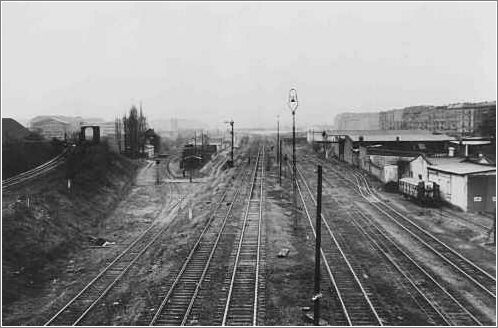 Rail tracks at the Putlitz Street railroad station in Berlin. Jews were deported from this station.